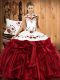Floor Length Wine Red 15 Quinceanera Dress Halter Top Sleeveless Lace Up