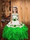 Elegant Floor Length Green Little Girl Pageant Gowns Straps Sleeveless Lace Up