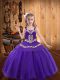 Eggplant Purple Ball Gowns Straps Sleeveless Organza Floor Length Lace Up Embroidery Little Girls Pageant Gowns