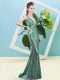 Adorable Turquoise Mermaid Sequins Evening Dress Zipper Sequined Sleeveless Floor Length
