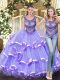 Dazzling Floor Length Lavender Sweet 16 Quinceanera Dress Scoop Sleeveless Lace Up