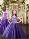 High End Lavender Scoop Lace Up Beading Pageant Gowns For Girls Sleeveless