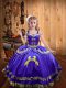 Sleeveless Floor Length Beading and Embroidery Lace Up Little Girls Pageant Dress Wholesale with Purple