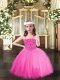 Amazing Floor Length Rose Pink Winning Pageant Gowns Spaghetti Straps Sleeveless Lace Up