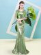 Mermaid Sequins Prom Dresses Zipper Sequined Half Sleeves Floor Length