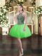 Ball Gowns Tulle Halter Top Sleeveless Beading Mini Length Lace Up Prom Party Dress