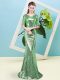 Comfortable Green Zipper Dress for Prom Sequins Half Sleeves Floor Length