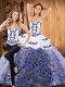 Clearance Sleeveless Brush Train Embroidery Lace Up Quinceanera Dresses