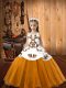Floor Length Orange Little Girls Pageant Dress Organza Sleeveless Embroidery