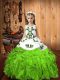 Latest Ball Gowns Organza Straps Sleeveless Embroidery and Ruffles Floor Length Lace Up Little Girl Pageant Dress