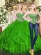 Beading and Ruffles Sweet 16 Dresses Green Lace Up Sleeveless Floor Length