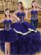 Decent Floor Length Purple Quinceanera Gown Organza Sleeveless Beading and Ruffles