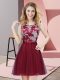 Burgundy A-line Lace Quinceanera Court Dresses Side Zipper Tulle Sleeveless Mini Length