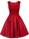 Wine Red Sleeveless Lace Mini Length Wedding Party Dress