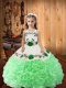 Customized Green Sleeveless Embroidery and Ruffles Floor Length Girls Pageant Dresses