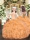Fancy Orange Organza Lace Up Off The Shoulder Sleeveless Floor Length Kids Formal Wear Beading and Ruffles
