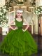 Olive Green Sleeveless Floor Length Beading and Ruffles Zipper Little Girls Pageant Dress Wholesale