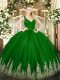 Nice Green Sleeveless Tulle Backless Quinceanera Dress for Military Ball and Sweet 16 and Quinceanera