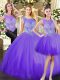 Eggplant Purple Sleeveless Tulle Zipper Quinceanera Dress for Military Ball and Sweet 16 and Quinceanera