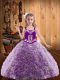 Sleeveless Lace Up Floor Length Embroidery and Ruffles Child Pageant Dress