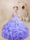 Floor Length Lavender Winning Pageant Gowns Organza Sleeveless Beading and Ruffles
