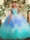 Glorious Floor Length Ball Gowns Sleeveless Multi-color Quinceanera Dress Backless