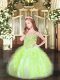 Yellow Green Child Pageant Dress Party and Quinceanera with Appliques and Ruffles Spaghetti Straps Sleeveless Lace Up