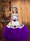 Enchanting Purple Pageant Gowns For Girls Sweet 16 and Quinceanera with Embroidery and Ruffles Straps Sleeveless Lace Up