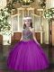 Halter Top Sleeveless Lace Up Pageant Dress Toddler Purple Tulle
