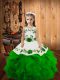 Tulle Straps Sleeveless Lace Up Embroidery and Ruffles Little Girls Pageant Dress Wholesale in Green
