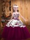 Fuchsia Tulle Lace Up Pageant Dress for Teens Sleeveless Floor Length Embroidery