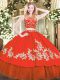Fashionable Red Zipper Scoop Beading and Appliques Quinceanera Dresses Tulle Sleeveless