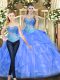 Suitable Lavender Sleeveless Beading and Ruffles Floor Length Quinceanera Gowns