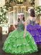 New Arrival Green Lace Up Little Girl Pageant Dress Beading and Ruffled Layers Sleeveless Floor Length