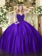 Sumptuous Purple V-neck Zipper Beading Quince Ball Gowns Sleeveless