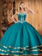 Admirable Teal Sweetheart Lace Up Embroidery Sweet 16 Dress Sleeveless