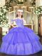 Most Popular Lavender Lace Up Girls Pageant Dresses Beading and Ruffled Layers Sleeveless Floor Length