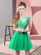 Super Mini Length Zipper Prom Dress Turquoise for Prom and Party with Appliques