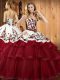Pretty Ball Gowns Sleeveless Wine Red Sweet 16 Dresses Sweep Train Lace Up