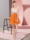 Gorgeous Orange Prom Dress Prom and Party with Beading One Shoulder Sleeveless Criss Cross