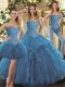 Designer Sweetheart Sleeveless Lace Up Sweet 16 Dresses Teal Tulle