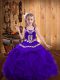 Custom Made Eggplant Purple Ball Gowns Straps Sleeveless Organza Floor Length Lace Up Embroidery and Ruffles Girls Pageant Dresses