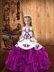 Straps Sleeveless Lace Up Little Girl Pageant Dress Fuchsia Organza