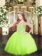 Spaghetti Straps Sleeveless Tulle Little Girls Pageant Dress Appliques Lace Up
