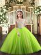 Hot Selling Off The Shoulder Sleeveless Lace Up Girls Pageant Dresses Yellow Green Tulle