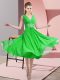 Dynamic Green Wedding Party Dress Prom and Party and Wedding Party with Beading V-neck Sleeveless Side Zipper