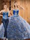 Multi-color Sweetheart Lace Up Embroidery 15 Quinceanera Dress Sweep Train Long Sleeves