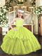 Excellent Yellow Green Sleeveless Organza Zipper Little Girl Pageant Dress for Party and Quinceanera