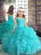 Sleeveless Beading and Ruffles Side Zipper Little Girl Pageant Gowns