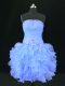 Blue Sleeveless Beading and Ruffles Mini Length Casual Dresses